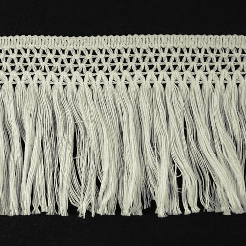 4 Yards TR-11873 Vintage geknotete Baumwollfransen, 10,2 cm, gebrochenes Weiß von ejoyce