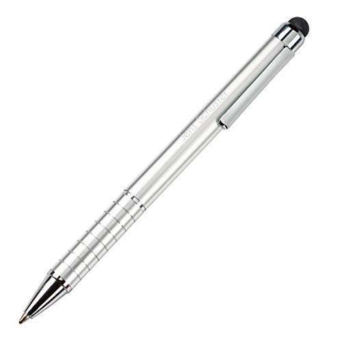 elasto Personalisierter Touch Pen Kugelschreiber mit Gravur Touchpen Stift Kugelschreiber mit Wunsch-Name Einzeilig oder Zweizeilig (Weiß) von elasto