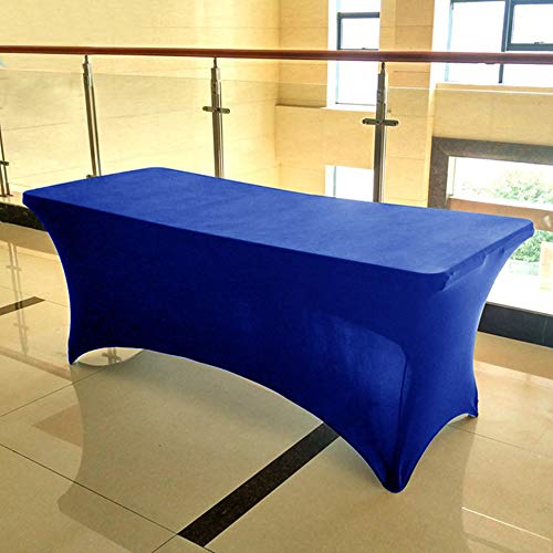 Stretch Husse,Rechteckige Tischhusse,Premium Spandex Tischabdeckung,Biertischhussen für 4 Fuß Tisch Waschbar Tischdecke für Küche Hochzeit Party Bankett (Blau, 183 x 76 x 76 cm) von ele ELEOPTION