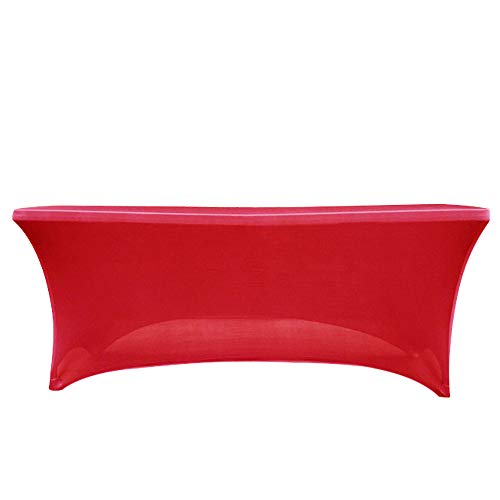 Stretch Husse,Rechteckige Tischhusse,Premium Spandex Tischabdeckung,Biertischhussen für 4 Fuß Tisch Waschbar Tischdecke für Küche Hochzeit Party Bankett (Rot, 183 x 76 x 76 cm) von ele ELEOPTION