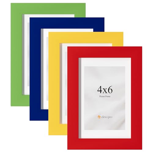eletecpro Bilderrahmen 10,2 x 15,2 cm, bunt, 4 Stück, passend für Fotos mit Passepartout oder 10,2 x 15,2 cm ohne Passepartout, Handwerk für Holz und Acryl, niedlicher Bilderrahmen, Wand- und eletecpro Bilderrahmen 10,2 x 15,2 cm, bunt, 4 Stück, passend für Fotos mit Passepartout oder 10,2 x 15,2 cm ohne Passepartout, Handwerk für Holz und Acryl, niedlicher Bilderrahmen, Wand- und von eletecpro