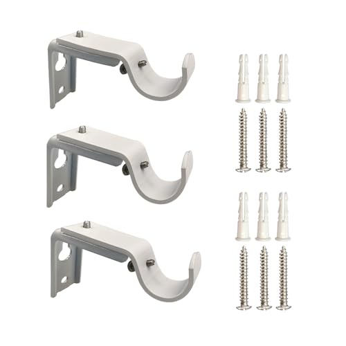 eletriace Gardinenstangenhalterung – robuste, verstellbare Fensterbeschläge, Stangenhalter für Gardinenstangen mit 2,5 cm Durchmesser, Wandmontage, 3 Stück (weiß) von eletriace
