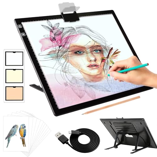 elice leuchttisch A3,Wiederaufladbares leuchtkasten mit Ständer/Clip,3 Farben stufenlos dimmbar und 6 Helligkeitsstufen,diamond painting Zubehör,lightpad für diamond painting,Zeichnen,Skizzieren elice leuchttisch A3,Wiederaufladbares leuchtkasten mit Ständer/Clip,3 Farben stufenlos dimmbar und 6 Helligkeitsstufen,diamond painting Zubehör,lightpad für diamond painting,Zeichnen,Skizzieren von elice