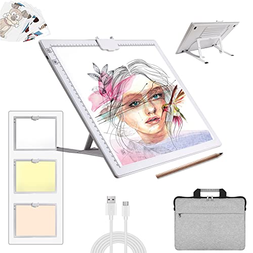 elice A3 Leuchttisch mit Tasche,kabellos batteriebetrieben Leuchtkasten 3 Farben dimmbar und 6 Helligkeitsstufen Leuchttafel zum Nachzeichnen,wiederaufladbare Leuchtplatte für Diamantmalerei,Skizzie elice A3 Leuchttisch mit Tasche,kabellos batteriebetrieben Leuchtkasten 3 Farben dimmbar und 6 Helligkeitsstufen Leuchttafel zum Nachzeichnen,wiederaufladbare Leuchtplatte für Diamantmalerei,Skizzie von elice