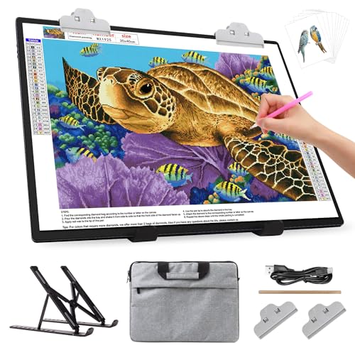 Leuchtkasten A3 mit Tasche/Ständer,3000-mAh-Akku,wiederaufladbares LED-Lichtpad, 3 Farben dimmbar und 6 Helligkeitsstufen, Leuchttisch für Diamantmalerei,Zeichnen, Skizzieren, Tätowieren, Vinyl-Jäten Leuchtkasten A3 mit Tasche/Ständer,3000-mAh-Akku,wiederaufladbares LED-Lichtpad, 3 Farben dimmbar und 6 Helligkeitsstufen, Leuchttisch für Diamantmalerei,Zeichnen, Skizzieren, Tätowieren, Vinyl-Jäten von elice