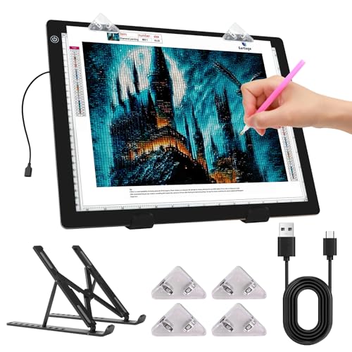 elice Leuchttisch A4 als 5D Diamond Painting Zubehör,36x27CM Ultra dünn Lichtpad,Dimmbarer Leuchtplatte mit Faltbar Ständer/clips,Leuchtplatte a4 für Diamantmalerei,Zeichnen Skizzieren,Tattoo,Designen elice Leuchttisch A4 als 5D Diamond Painting Zubehör,36x27CM Ultra dünn Lichtpad,Dimmbarer Leuchtplatte mit Faltbar Ständer/clips,Leuchtplatte a4 für Diamantmalerei,Zeichnen Skizzieren,Tattoo,Designen von elice