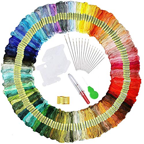 elloLife Stickgarn, 150 Knäuel, zufällige Farben, Baumwolle, Stickgarn, Freundschaftsarmbänder, Bastelset mit 12 Spulen, Organizer für Anfänger und Erwachsene zum Stricken von Kreuzstichprojekten elloLife Stickgarn, 150 Knäuel, zufällige Farben, Baumwolle, Stickgarn, Freundschaftsarmbänder, Bastelset mit 12 Spulen, Organizer für Anfänger und Erwachsene zum Stricken von Kreuzstichprojekten von LauCentral