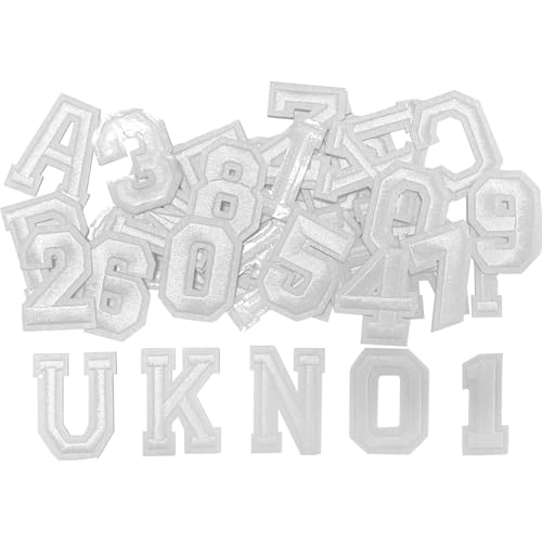 elook Aufnäher zum Aufbügeln mit Zahlen und Buchstaben, 2 Sets, 72 Stück, bestickt, Alphabet A-Z 0–9, Applikation, weiß, zum Aufnähen/Aufbügeln, Stoffaufkleber für Kleidung, Jeans, Jacken, Hüte, DIY elook Aufnäher zum Aufbügeln mit Zahlen und Buchstaben, 2 Sets, 72 Stück, bestickt, Alphabet A-Z 0–9, Applikation, weiß, zum Aufnähen/Aufbügeln, Stoffaufkleber für Kleidung, Jeans, Jacken, Hüte, DIY von elook
