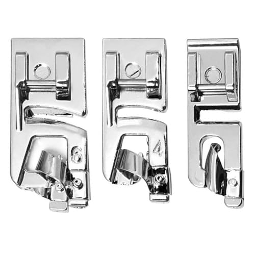 elook Rollsaumfuß-Set, 3 mm, 4 mm, 6 mm, schmaler Rollsaum, Nähfuß für Nähmaschinen mit niedrigem Schaft, passend für Singer, Brother, Janome, Kenmore und die meisten Haushaltsnähmaschinen von elook