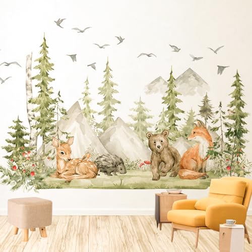 elthmpr Wandtattoo Kinderzimmer – Dschungel Waldtiere Baum Wandaufkleber Safari Fuchs Bär Reh Wandsticker für Kinderzimmer Babyzimmer Schlafzimmer Deko, Tier Wandaufkleber für Wanddeko elthmpr Wandtattoo Kinderzimmer – Dschungel Waldtiere Baum Wandaufkleber Safari Fuchs Bär Reh Wandsticker für Kinderzimmer Babyzimmer Schlafzimmer Deko, Tier Wandaufkleber für Wanddeko von elthmpr