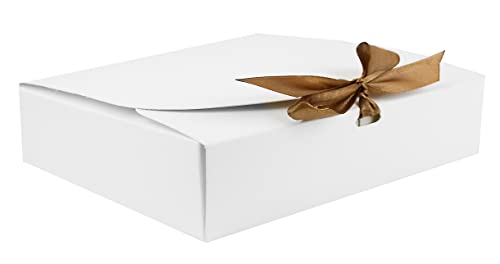 Emartbuy Geschenkbox, rechteckig, 24 x 19,5 x 7 cm, einfache Montage, weiße Kraftbox mit Schleife, 12 Stück von emartbuy