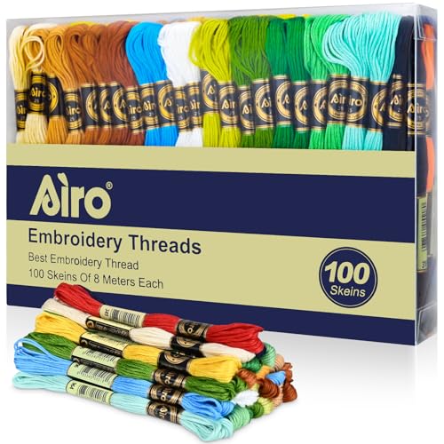 Stickgarn, 100 Knäuel, 100 Farben, Regenbogen-Kreuzstichgarn, 8 m pro Strang, Stickgarn, Baumwollgarn für Kreuzstich, Stickerei, Bastelgarn, Armbandherstellung (100) von embhand