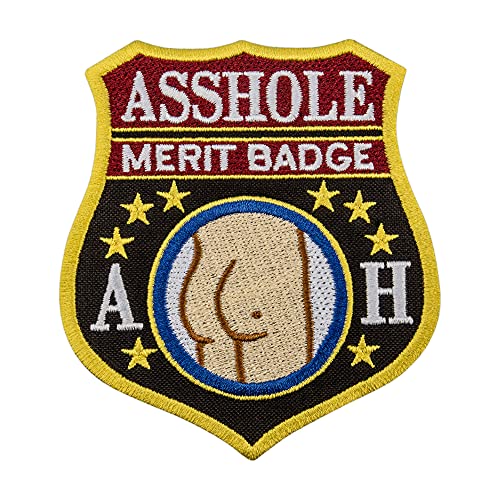 Asshole Merit Abzeichen – Junggesellenabschied lustige Zitate – bestickte Aufbügler Sprüche Patches – Größe: 8,1 x 9,4 cm Asshole Merit Abzeichen – Junggesellenabschied lustige Zitate – bestickte Aufbügler Sprüche Patches – Größe: 8,1 x 9,4 cm von embroverse
