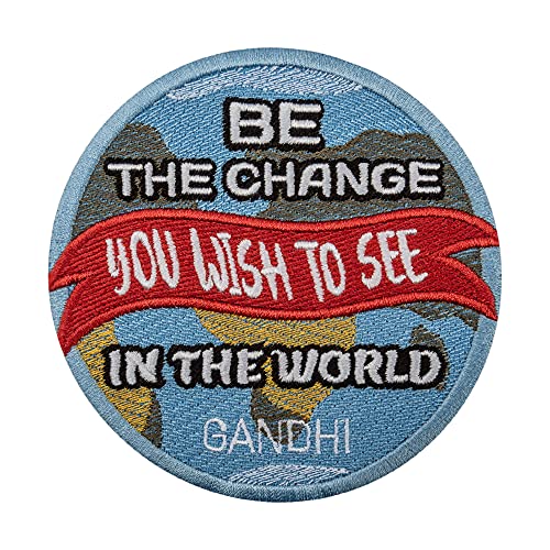 Aufnäher mit Gandhi-Zitat – Be The Change You Wish to See in The World – bestickter Aufnäher zum Aufbügeln – Größe: 9,7 cm von embroverse