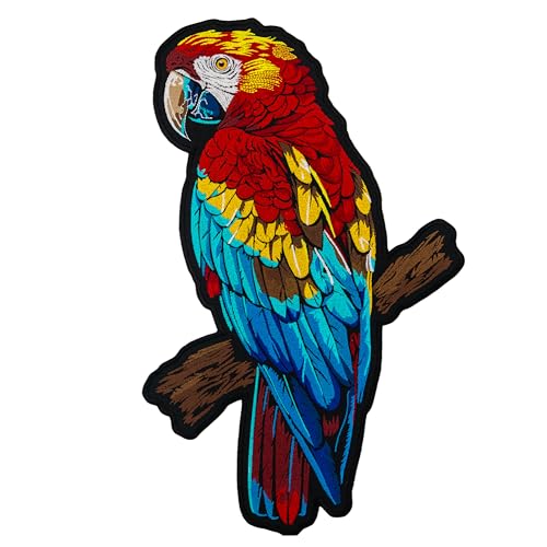 EMBROVERSE Aufnäher, Motiv: lebhafte Papagei, bestickt, Motiv: bunter tropischer Vogel, Dschungel-inspirierte exotische Bekleidung, lebendige Federn, zum Aufbügeln, 27,9 x 45,7 cm EMBROVERSE Aufnäher, Motiv: lebhafte Papagei, bestickt, Motiv: bunter tropischer Vogel, Dschungel-inspirierte exotische Bekleidung, lebendige Federn, zum Aufbügeln, 27,9 x 45,7 cm von embroverse