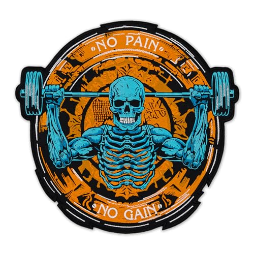 EMBROVERSE Aufnäher mit Aufschrift "No Pain No Gain", bestickt, Fitness, motivierendes Workout mit Langhantel, Fitnessstudio, Gewichtheben, Rückenjacke, zum Aufbügeln, Orange, 38,1 x 36,3 cm EMBROVERSE Aufnäher mit Aufschrift "No Pain No Gain", bestickt, Fitness, motivierendes Workout mit Langhantel, Fitnessstudio, Gewichtheben, Rückenjacke, zum Aufbügeln, Orange, 38,1 x 36,3 cm von embroverse