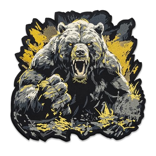 EMBROVERSE Brutal Grizzly Bear Großer Rückenaufnäher – besticktes wildes wütendes Biest, wildes Tier, Biker-Freiheitsgeist, mächtiges Emblem, Jacken-Zubehör, 25,4 x 24,9 cm EMBROVERSE Brutal Grizzly Bear Großer Rückenaufnäher – besticktes wildes wütendes Biest, wildes Tier, Biker-Freiheitsgeist, mächtiges Emblem, Jacken-Zubehör, 25,4 x 24,9 cm von embroverse
