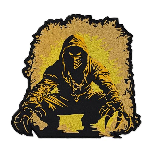 EMBROVERSE Dämonischer Zauberer bestickter großer Aufnäher – Fantasy rätselhafter Magier, Gothic Dark Magic Back Jacket, Anime Spirit Death God, zum Aufbügeln, 39,9 x 38,1 cm von embroverse