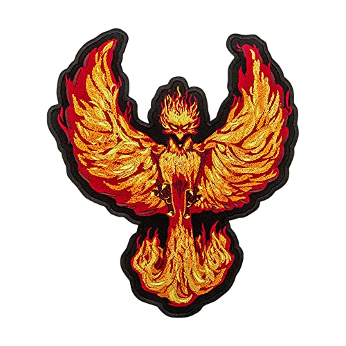 EMBROVERSE Fire Phoenix Patch - Red Gold Mystic Bird - Embroidered Iron On Back Patches - Size:35.1 cm x 40.6 cm von embroverse