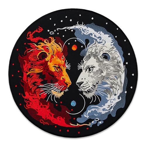 EMBROVERSE Fire and Ice Lions Yin Yang Großer Rückenaufnäher – Himmlische Könige besticktes Jacken-Accessoire, kosmische Wildnis-Balance, Naturstärke, zum Aufbügeln, 20,3 cm EMBROVERSE Fire and Ice Lions Yin Yang Großer Rückenaufnäher – Himmlische Könige besticktes Jacken-Accessoire, kosmische Wildnis-Balance, Naturstärke, zum Aufbügeln, 20,3 cm von embroverse
