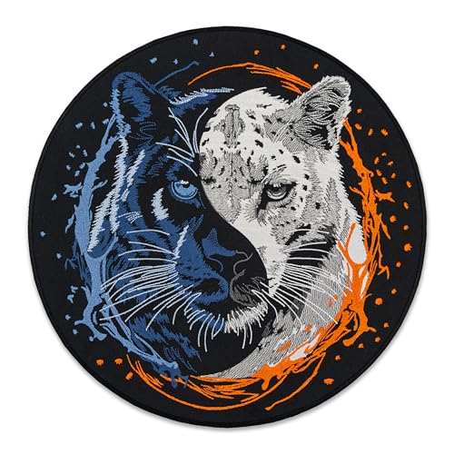 EMBROVERSE Großer bestickter Aufnäher mit Yin-Yang-Leopardenmuster, große Katzen, Rückenjacke, Balance der wilden Majestät, doppelte Naturstärke, Bügelapplikation, 20,3 cm EMBROVERSE Großer bestickter Aufnäher mit Yin-Yang-Leopardenmuster, große Katzen, Rückenjacke, Balance der wilden Majestät, doppelte Naturstärke, Bügelapplikation, 20,3 cm von embroverse