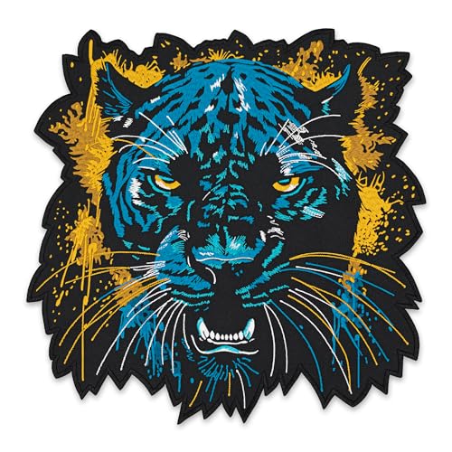 EMBROVERSE Majestic Blue Panther bestickter Aufnäher – wilde Katze mit goldenen Spritzern – Exotisches Tier zurück Jacke Patch – Jeans-Accessoire zum Aufbügeln, 38,1 x 38,1 cm EMBROVERSE Majestic Blue Panther bestickter Aufnäher – wilde Katze mit goldenen Spritzern – Exotisches Tier zurück Jacke Patch – Jeans-Accessoire zum Aufbügeln, 38,1 x 38,1 cm von embroverse