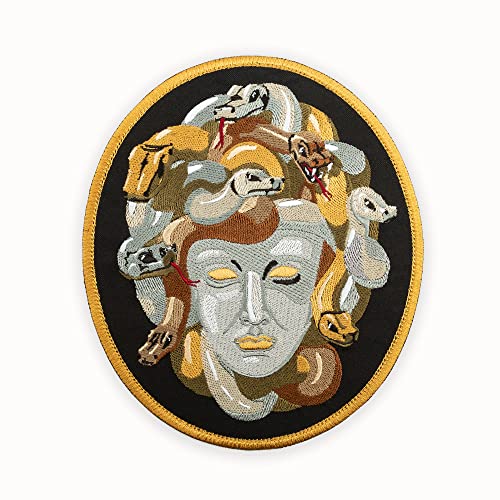 EMBROVERSE Medusa Aufnäher Gorgon Snakes Mythologische Kreatur Besticktes Monster Aufbügler Größe 16,3 x 18,8 cm von embroverse