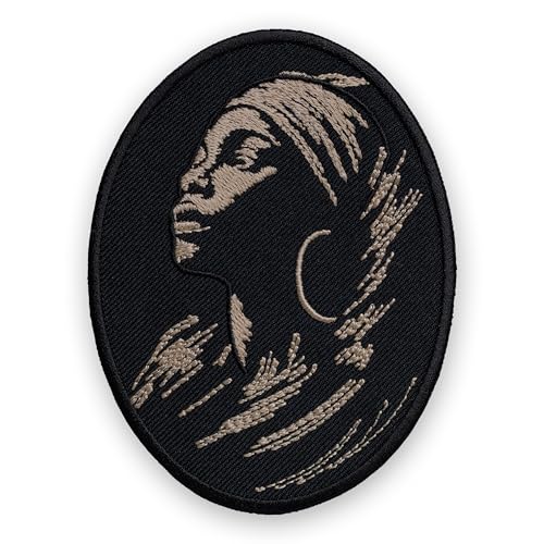EMBROVERSE Minimalistische Afro-Frau bestickter Aufnäher - Elegante Silhouette Bügelabzeichen für Jeansjacken, Festivaltaschen, Westen & DIY-Geschenke 3,3 × 11,2 cm EMBROVERSE Minimalistische Afro-Frau bestickter Aufnäher - Elegante Silhouette Bügelabzeichen für Jeansjacken, Festivaltaschen, Westen & DIY-Geschenke 3,3 × 11,2 cm von embroverse
