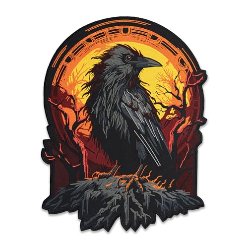 EMBROVERSE Mystic Raven Moonlight bestickter Rückenaufnäher – unheimliche Hexenkrähe Kunst, Gothic-Nacht-Naturvogel-Jacke, Verzierung, zum Aufbügeln, 25,4 x 33 cm EMBROVERSE Mystic Raven Moonlight bestickter Rückenaufnäher – unheimliche Hexenkrähe Kunst, Gothic-Nacht-Naturvogel-Jacke, Verzierung, zum Aufbügeln, 25,4 x 33 cm von embroverse