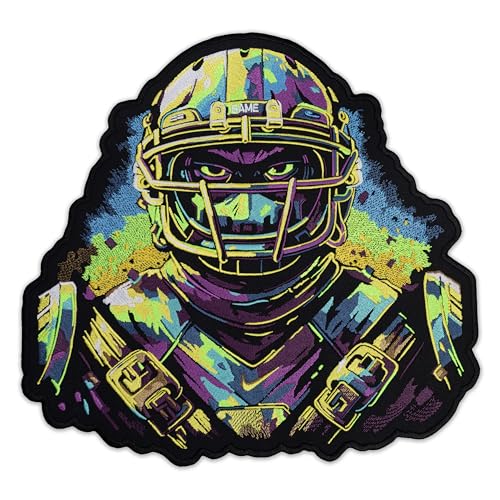 EMBROVERSE Neon Football Player Large Embroidered Back Patch - Colorful Sports Athlete Iron On / Sew On Applique for Streetwear, Gamer Jackets & Vests, Premium Cyberpunk Style, 14 × 31.8 cm EMBROVERSE Neon Football Player Large Embroidered Back Patch - Colorful Sports Athlete Iron On / Sew On Applique for Streetwear, Gamer Jackets & Vests, Premium Cyberpunk Style, 14 × 31.8 cm von embroverse