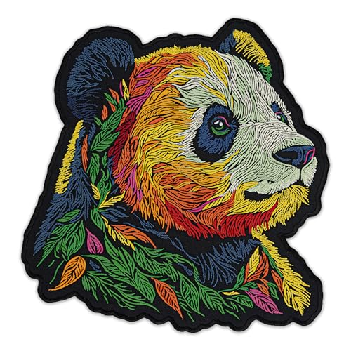 EMBROVERSE Panda großer bestickter Aufnäher – verspieltes Bambusbär-Porträt – lebendige Wildtier-Aufnäher zum Aufbügeln – 29 x 30,2 cm von embroverse