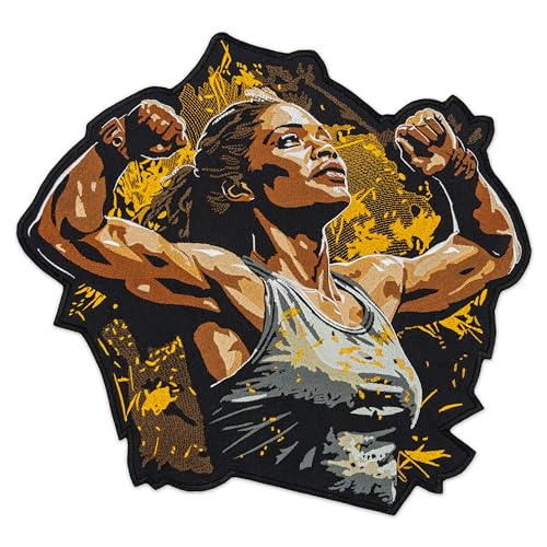 EMBROVERSE Strong Black Woman Large Patch - Embroidered Inspirational Fitness Patch - Powerful Girl Breaking Chains - Iron On Back Jacket Accessory, 38.1 cmx34.8 cm EMBROVERSE Strong Black Woman Large Patch - Embroidered Inspirational Fitness Patch - Powerful Girl Breaking Chains - Iron On Back Jacket Accessory, 38.1 cmx34.8 cm von embroverse