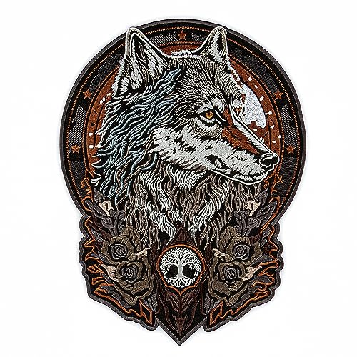 EMBROVERSE Totem Wolf mit Baum des Lebens großer Rückenaufnäher - Antike Druide Tier Emblem bestickt zum Aufbügeln für Jacken - 28,7 x 37,6 cm EMBROVERSE Totem Wolf mit Baum des Lebens großer Rückenaufnäher - Antike Druide Tier Emblem bestickt zum Aufbügeln für Jacken - 28,7 x 37,6 cm von embroverse
