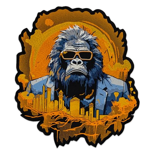 EMBROVERSE Urban Gorilla Boss bestickter großer Aufnäher – luxuriöser cooler Affe mit Sonnenbrille, Stadtbildhintergrund, Street-Style, zum Aufbügeln auf der Rückseite, Jacken-Zubehör, 38,1 x 43,2 cm EMBROVERSE Urban Gorilla Boss bestickter großer Aufnäher – luxuriöser cooler Affe mit Sonnenbrille, Stadtbildhintergrund, Street-Style, zum Aufbügeln auf der Rückseite, Jacken-Zubehör, 38,1 x 43,2 cm von embroverse