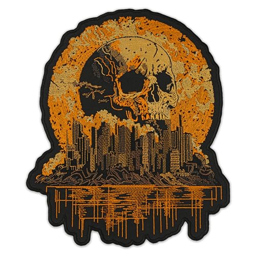 EMBROVERSE Wasteland Reaper Skull City Inferno Großer bestickter Rückenaufnäher – Apokalyptisches Aufbügeln/Aufnähen Abzeichen für Bikerjacken, Westen, Punk & Metal Cosplay Ausrüstung, 21,6 x 25,4 cm EMBROVERSE Wasteland Reaper Skull City Inferno Großer bestickter Rückenaufnäher – Apokalyptisches Aufbügeln/Aufnähen Abzeichen für Bikerjacken, Westen, Punk & Metal Cosplay Ausrüstung, 21,6 x 25,4 cm von embroverse