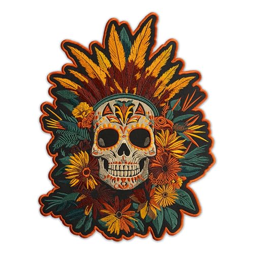 EMBROVERSE Wildflower Sugar Skull Large Embroidered Back Patch - Día de Los Muertos Floral Calavera Santa Muerte Bügelapplikation für Jacken, Westen, Kostüme & Festival Wear, 7.8 × 25.4 cm EMBROVERSE Wildflower Sugar Skull Large Embroidered Back Patch - Día de Los Muertos Floral Calavera Santa Muerte Bügelapplikation für Jacken, Westen, Kostüme & Festival Wear, 7.8 × 25.4 cm von embroverse