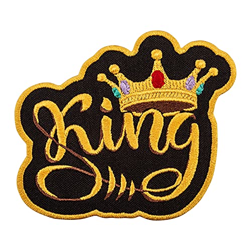 Emblems-Aufnäher, bestickt, goldene Krone, zum Aufbügeln, Größe: 9,7 x 8,4 cm von embroverse