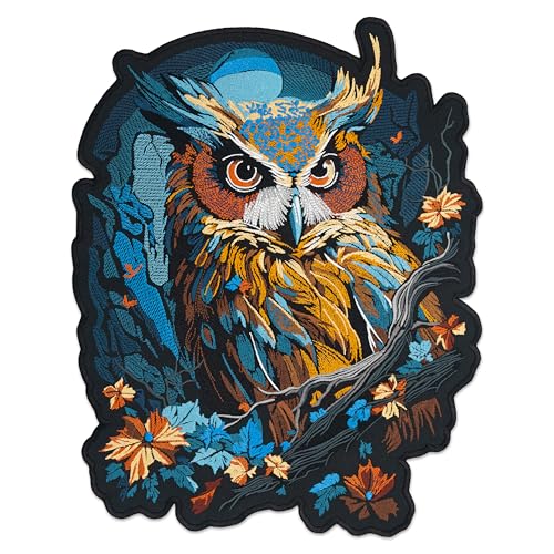 Night Owl Embroidered Patch - Wild Forest Bird with Blue Moon Backdrop, Nature Spirit Outdoor Adventure, Iron on Back Jacket Accessory, 28.4 cmx36.1 cm Night Owl Embroidered Patch - Wild Forest Bird with Blue Moon Backdrop, Nature Spirit Outdoor Adventure, Iron on Back Jacket Accessory, 28.4 cmx36.1 cm von embroverse