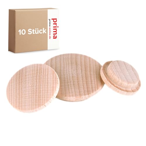 woplus Holzabdeckkappen Holz Abdeckkappen Buche unbehandelt Bohrloch 10mm [10 Stück] (Bohrloch 10MM [17.B10]) von emoebelbeschlaege