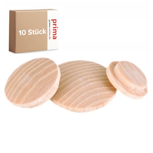 woplus Holzabdeckkappen Holz Abdeckkappen Esche unbehandelt Bohrloch 10mm [10 Stück] (Bohrloch 10MM [17.ES10]) von emoebelbeschlaege