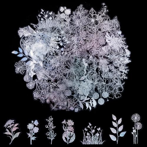 100 Stück Wasserdichte Scrapbooking Aufkleber, Transparente Dekorative Aufkleber, Blumen Pflanze Sticker Set, Glänzende Kunstharz Aufkleber für DIY Scrapbook Fotoalben Tagebüchern 100 Stück Wasserdichte Scrapbooking Aufkleber, Transparente Dekorative Aufkleber, Blumen Pflanze Sticker Set, Glänzende Kunstharz Aufkleber für DIY Scrapbook Fotoalben Tagebüchern von emperoch