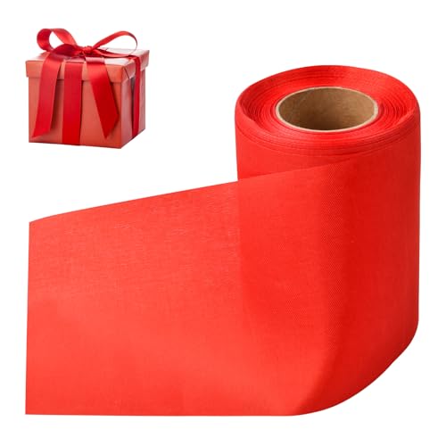 Satinband Rot, Geschenkband Breit, Geschenkband Schleifenband, Satin Band Dekoband, Stoffband für Geschenkverpackung, Eröffnungszeremonie, Partydekoration, Satin Dekoband 10cm x 20M von emperoch