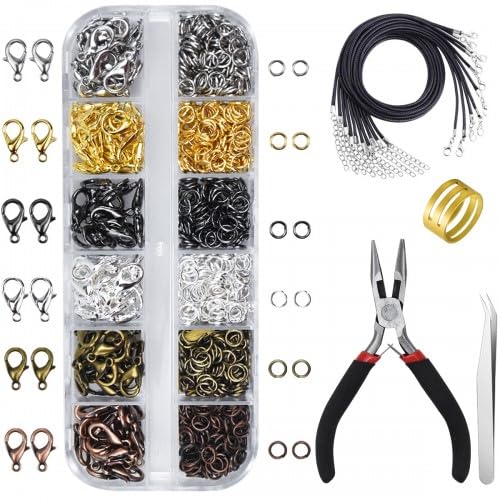 Schmuckherstellungs Zubehör Set DIY Schmuck Basteln mit Zangen Set Crimp Perlen Set Karabinerverschlüsse Armband Verschluss Set für Ohrringe Armband Halskette DIY Anfänger Schmuckherstellungs Zubehör Set DIY Schmuck Basteln mit Zangen Set Crimp Perlen Set Karabinerverschlüsse Armband Verschluss Set für Ohrringe Armband Halskette DIY Anfänger von emperoch