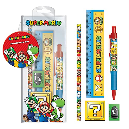 Super Mario - 4 Colour - Schreibwarenset Set Stifte, Lineal, Radiergummi von empireposter