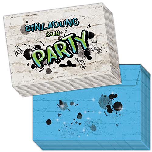 emufarm 10 EINLADUNGEN zum Kindergeburtstag GRAFFITI inklusive 10 passende Umschläge/Einladungskarten für Teens/coole Einladungskarten/Einladung Party emufarm 10 EINLADUNGEN zum Kindergeburtstag GRAFFITI inklusive 10 passende Umschläge/Einladungskarten für Teens/coole Einladungskarten/Einladung Party von emufarm