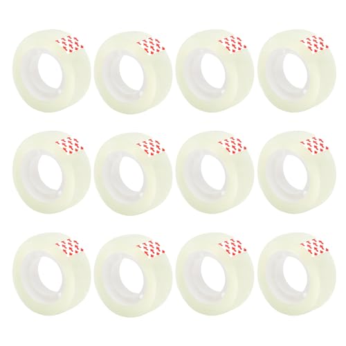enithElite 12 lange Rollen transparentes Klebeband (18 mm x 25 m) - Zellband ideal zum Verpacken von Weihnachtsgeschenken, Geburtstagsgeschenken, Haushalts- oder Büroartikeln von enithElite