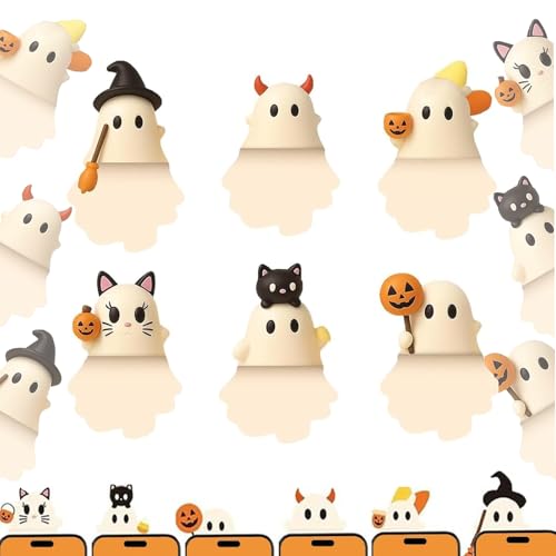 enseak Ghostees Mystery Phone Buddy,Ghoste Mystery Phones Decoration,Cute Halloween Phones Decorations,Mini Phone Figure Surprise Toy,Stick-On Phone Toppers Figurines-6pcs von enseak