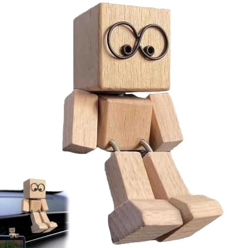 enseak schüttelmann,wackelnder holzmann,Shaking Wooden Man Figur,Shaking feet Wooden doll,schüttelnde holzfigur eines Mannes,Handmade Car Ornaments Action Figure,Creative Gifts von enseak