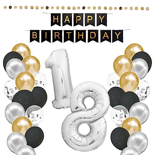 envami® Geburtstagsdeko 18 Geburtstag Deko - 18. Geburtstag Männer Frauen - Party Deko - Luftballons 18 Geburtstag - Happy Birthday Girlande Ballons - Birthday Decorations - Geburtstag Mann Frau von envami
