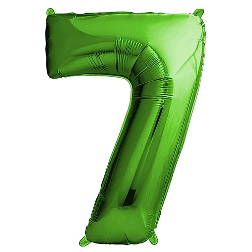 envami® Deko 7 Geburtstag Junge - Grün 101CM - Ballon Zahl Luftballon 7. Geburtstag - Zahlen Luftballon Geburtstagsdeko 7 Junge - Folienballon 7 Junge - 7 Jahre Geburtstag Junge - fliegt mit Helium von envami